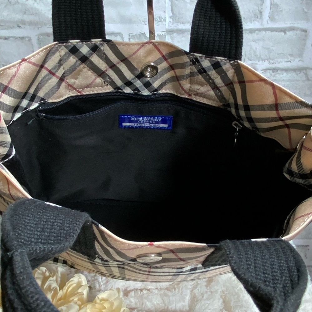 Burberry Checkered Tote Bag - Black, White, Red - Picture 3 of 6